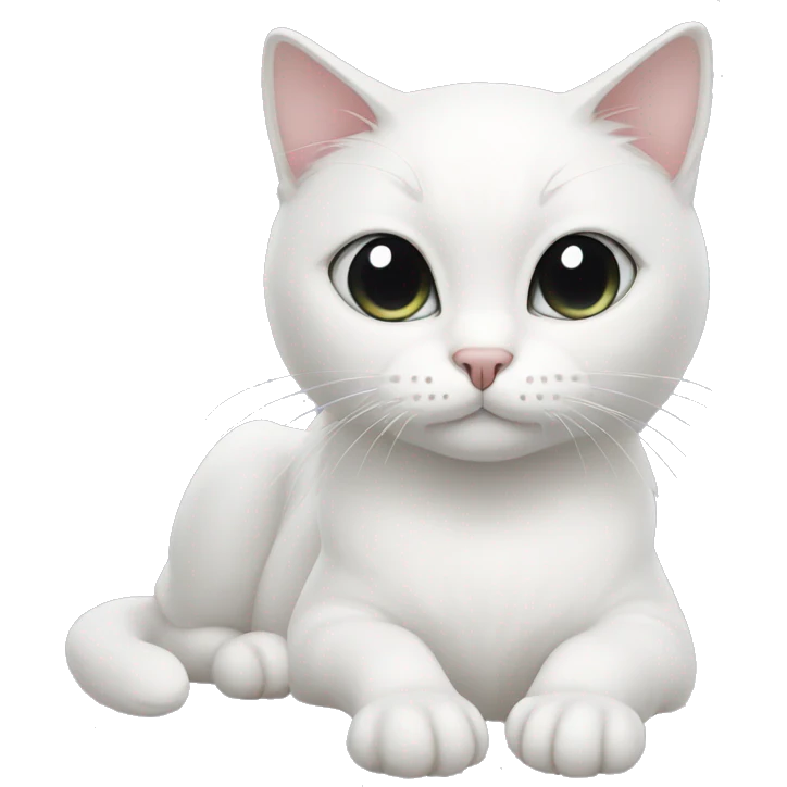white cat with BLACK hair on ears and around right eye emoji