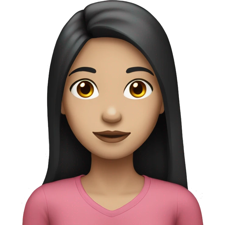 girl with long straight black hair with a middle part and pale skin emoji