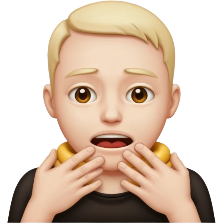 a emoji head choking itself
with both its hands around its neck very graphic emoji