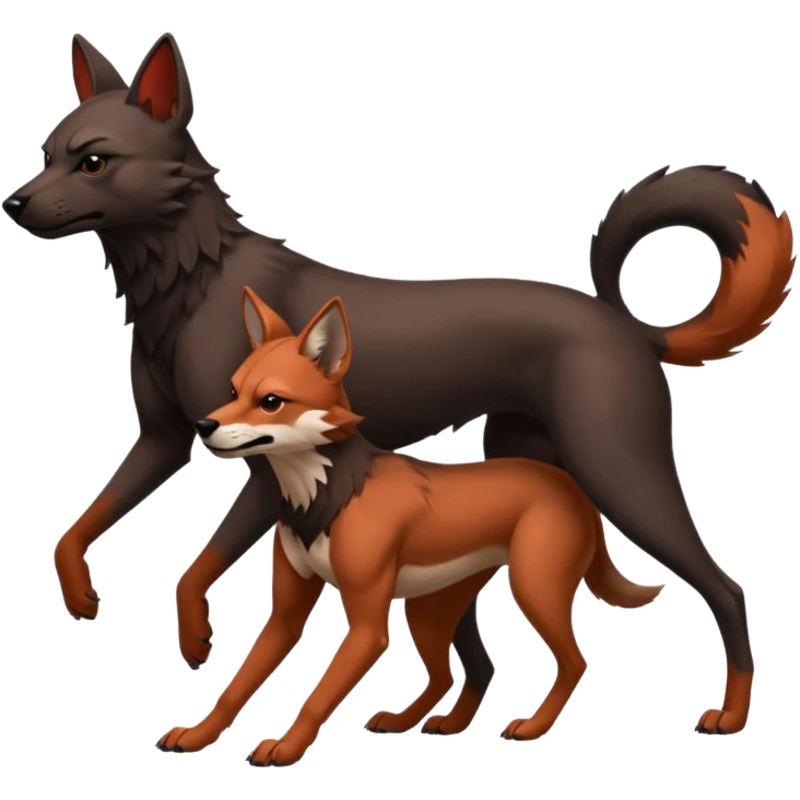 Muscular Xoloitzcuintle Dog playing with muscular red wolf emoji