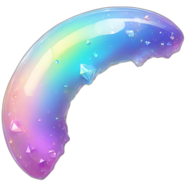 Pastel iridescent rainbow crystal crescent emoji