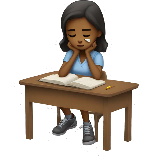 Girl tired of studying and she’s just cry emoji