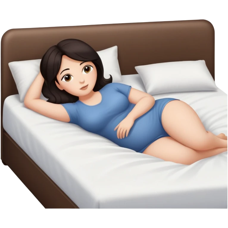 Curvy dark hair sfw bed pose emoji