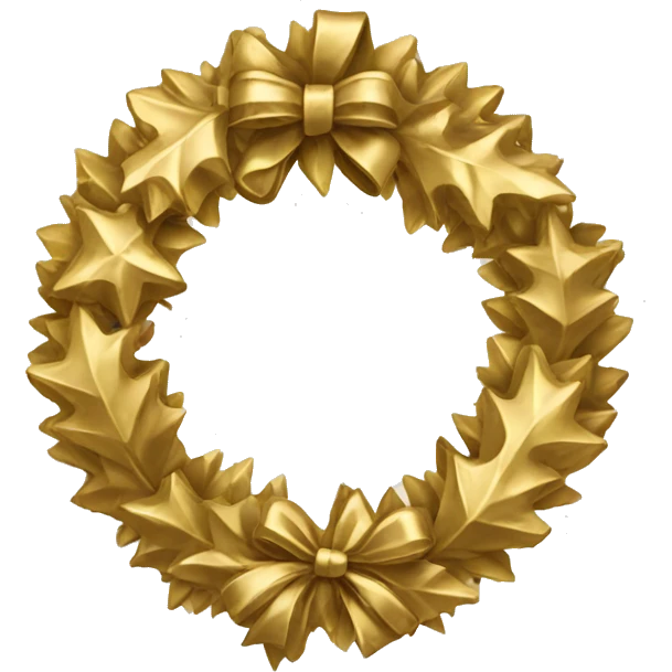 gold metalic Christmas wreath  emoji