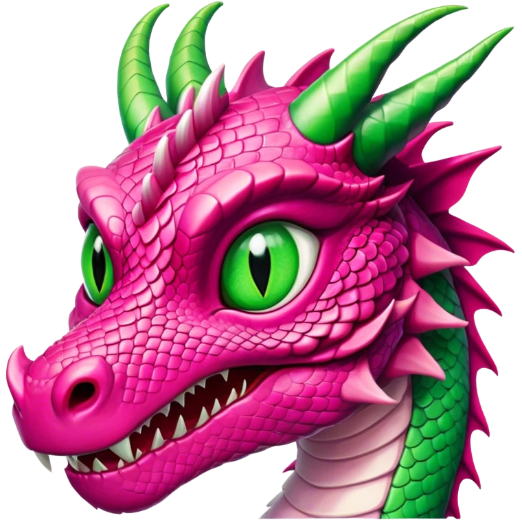 female dark pink dragon with green snake eyes emoji