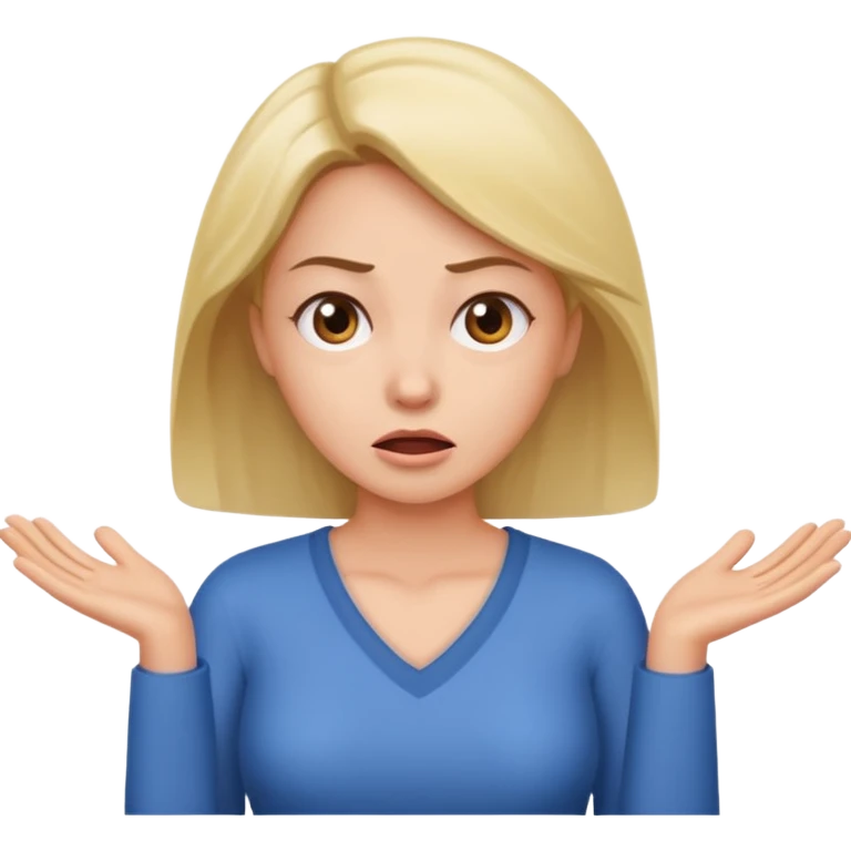 A woman shrugging her shoulders with a baffled expression emoji
