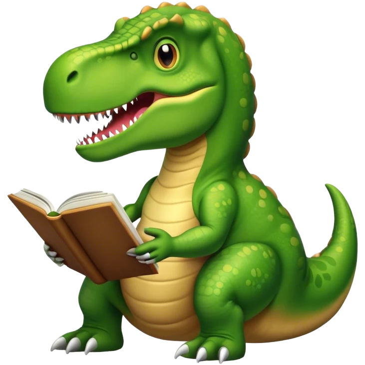 T Rex with book emoji