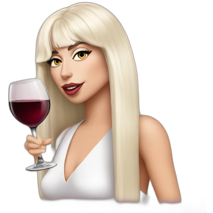 Lady Gaga drinking wine emoji