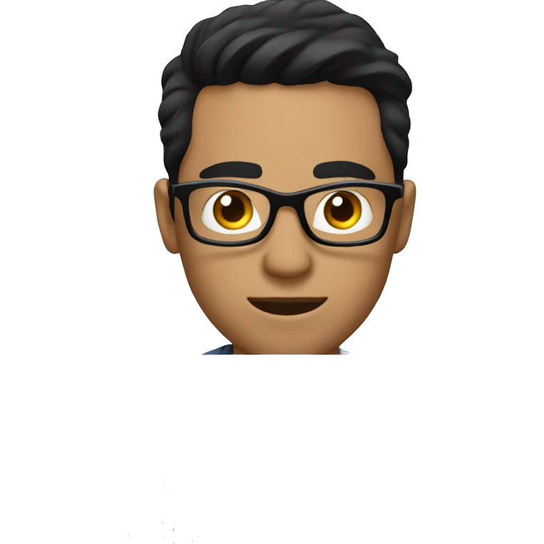  guy with short black hair and glasses, editing videos on a computer emoji