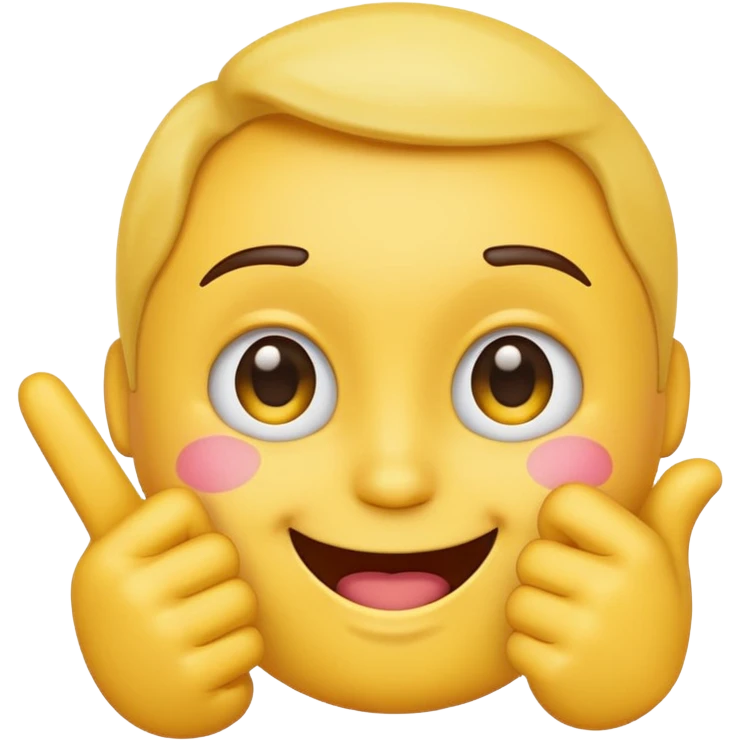 An emoji blushing with the shy finger guns emoji