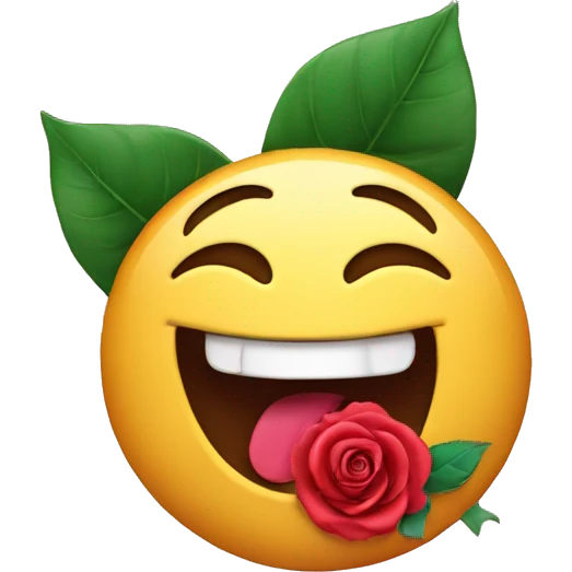 Smile face with rose in mouth emoji