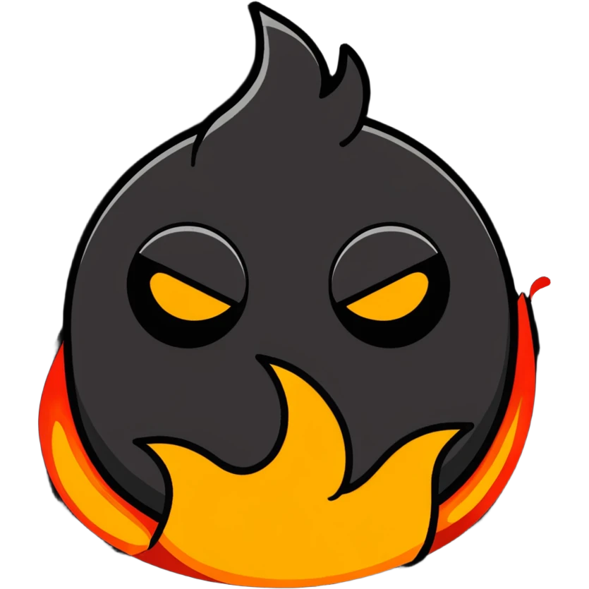 laughing emoji with burning flames in eyes emoji