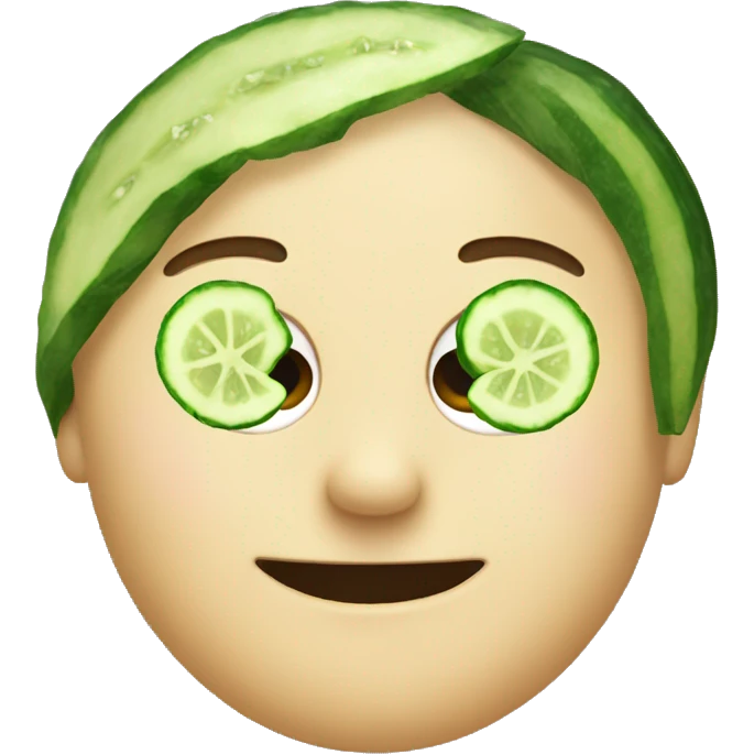 a standard emoji face with cucumber slices over its eyes like at a spa emoji