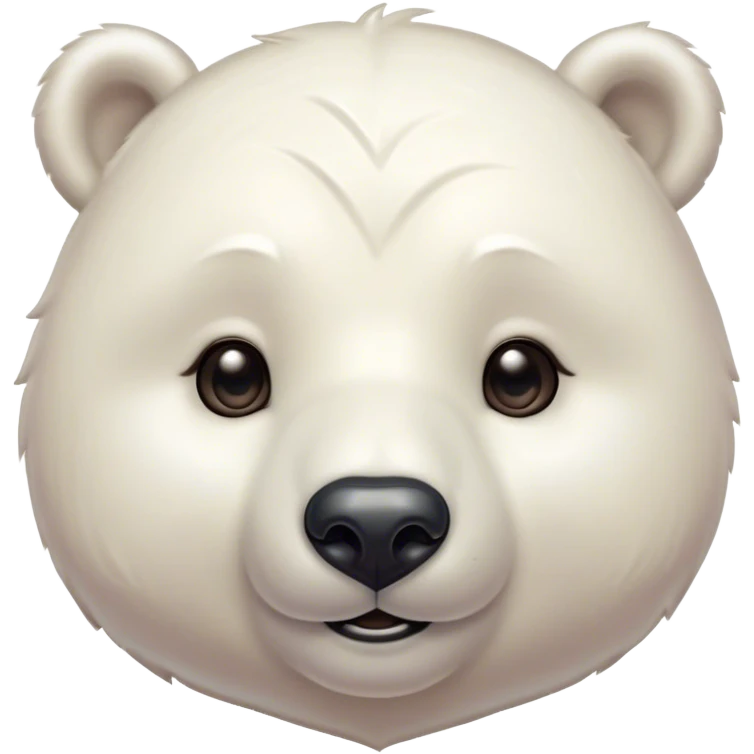 Cinematic Cute Polar Bear Portrait Emoji, Head tilted playfully and inquisitively, with a glossy, plush coat accented by a gentle, blushing muzzle and round, sparkling eyes, Simplified yet irresistibly adorable features, highly detailed, glowing with a warm, friendly polar glow, high shine, affectionate and lively, stylized with a touch of endearing charm, soft glowing outline, capturing the essence of a mischievous yet loving polar cub that feels like it could tumble out of the screen into your arms! emoji