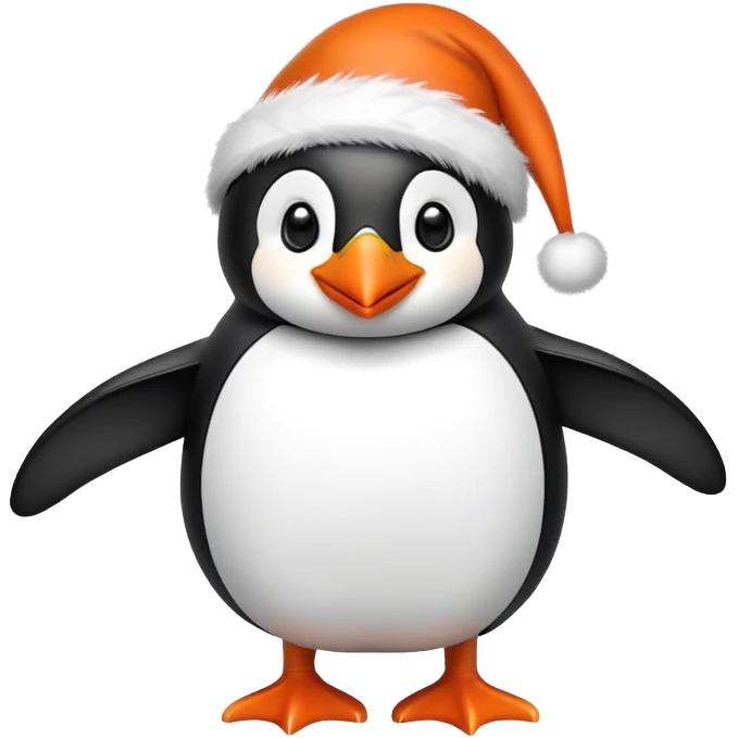 A penguin with a Christmas hat emoji