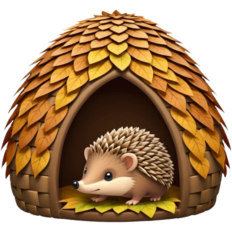 Hedgehog hut made of leaves emoji