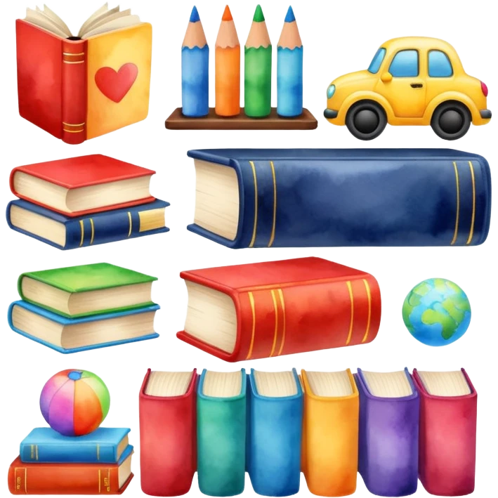 watercolor books and toys emoji