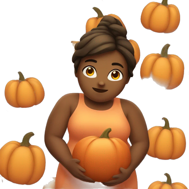 Fat girl holding a pumpkin emoji