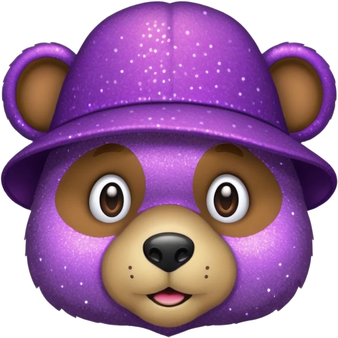 Urso adulto com boné roxo com glitter emoji