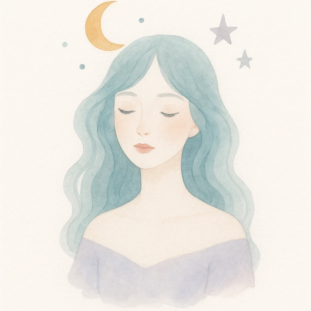 gemini girl, celestial, dreamy, soft pastel colors, gentle expression emoji