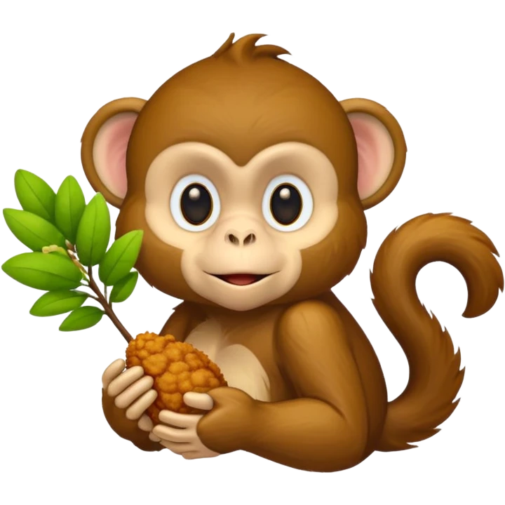 Monkey holding small bush and fried chicken  emoji