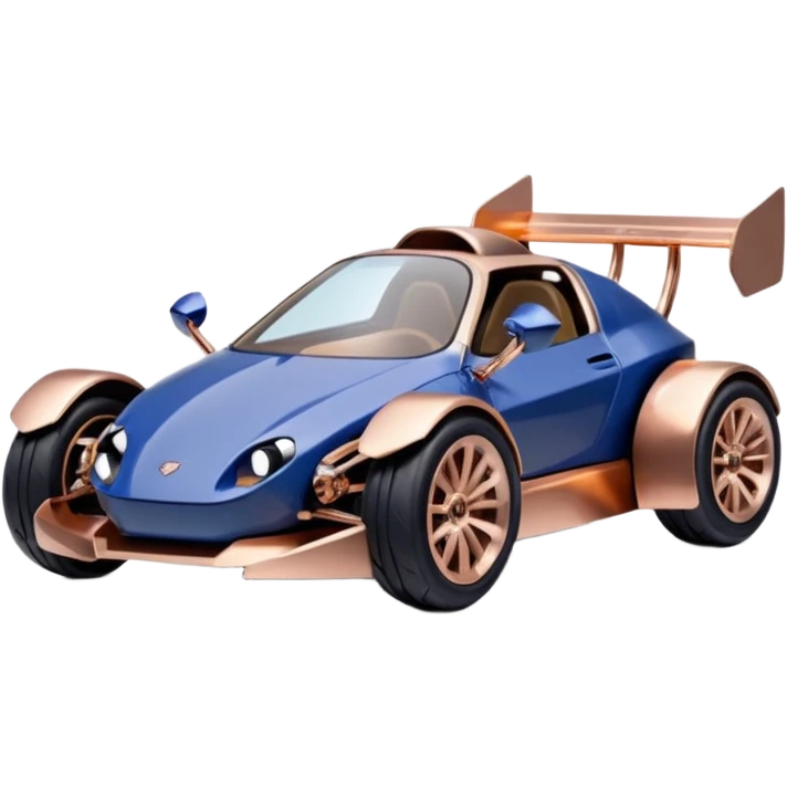 dark crystal blueberry and rosegold-accented cyber faceted-body electric racing car driven by a small cute smoking relaxed turtle with rear spoiler, roll bar, and wheely bar emoji