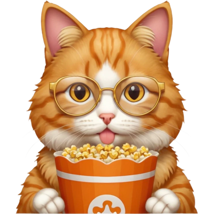 cat with with rapper popcorn with opticals emoji