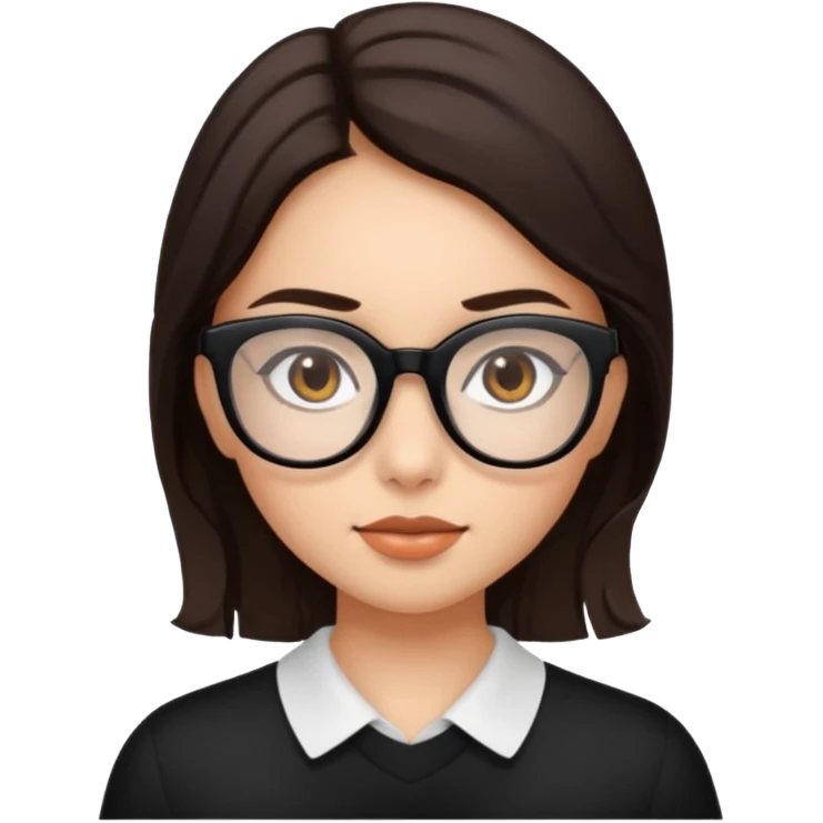 Brunette girl with brown eyes and black glasses  emoji