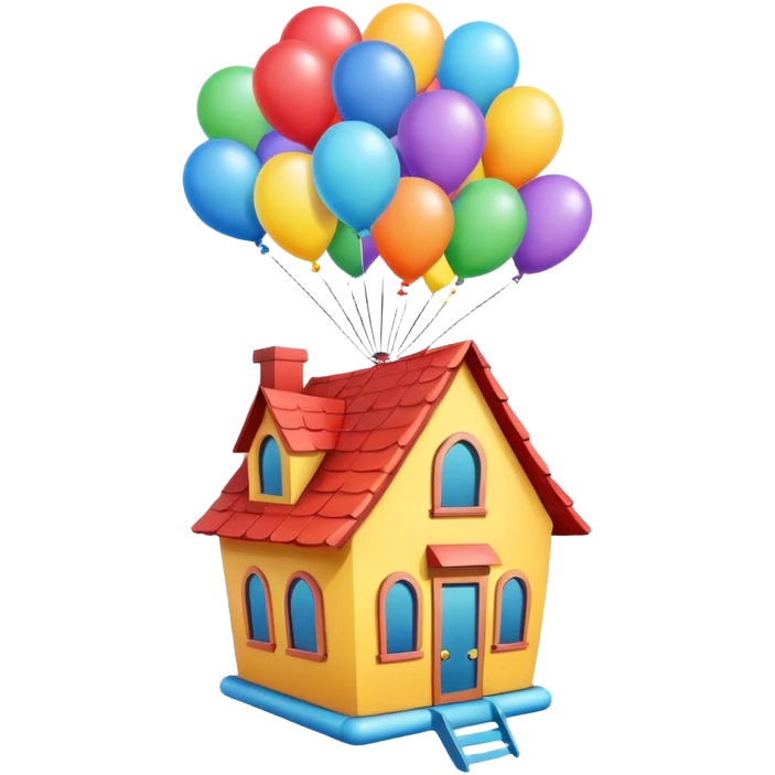 flying house with ballons emoji