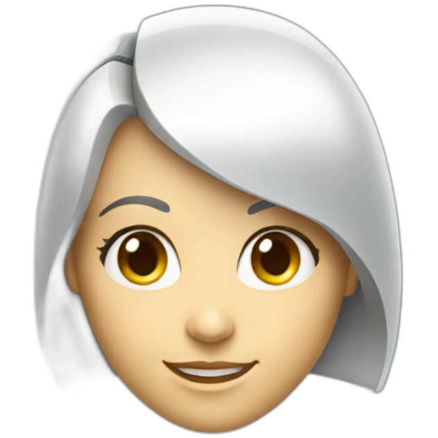 Ai robot assistant, female, face, smiling friendly emoji
