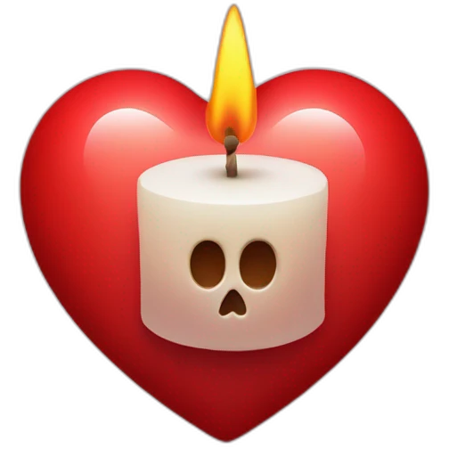 Red heart with a candle insight symbol for death emoji