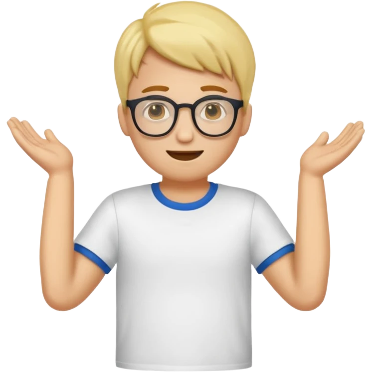 Erstell mir ein emoji von einer gut aussehenden Person. Diese sollte Männlich, ohne Bart mit Brille, guter Frisur und jung sein. Er soll sehr intelligent wirken, noch dazu sollte man sein T-shirt oder Hoodie sehen. emoji