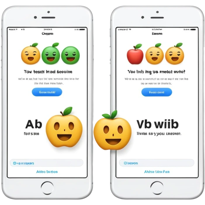 split screen showing A/B test with two different website designs emoji
