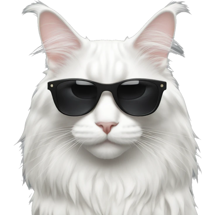 White Maine Coon with black sunglasses emoji