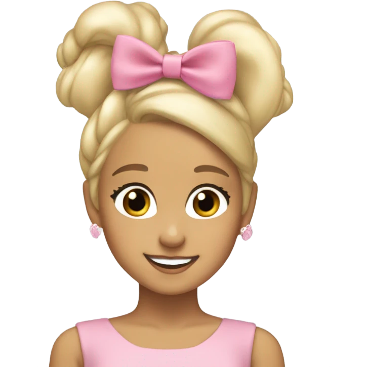 blonde ariana grande with a coquette pink bow on her hair emoji
