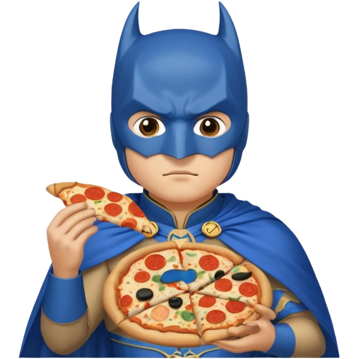 batman, wearing blue ancient chinese custome, with pizza emoji