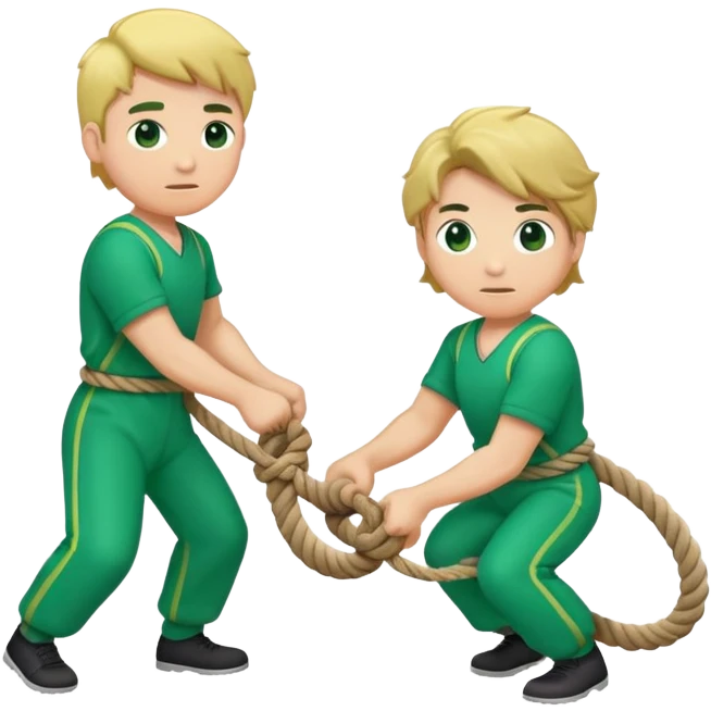players in green jumpsuits playing intense tug-of-war emoji