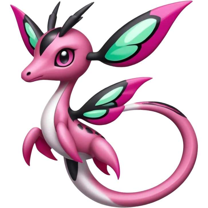 Sparkly glittery feminine girly Magenta, black and white Meloetta-Flygon-Gorebyss-Salazzle-Pokémon-Fakémon-creature-fusion-hybrid emoji