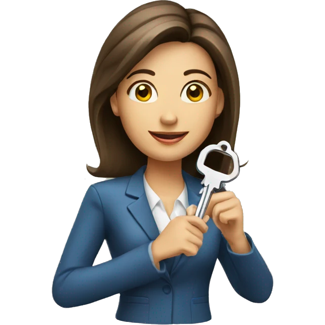 female realtor holding a key emoji