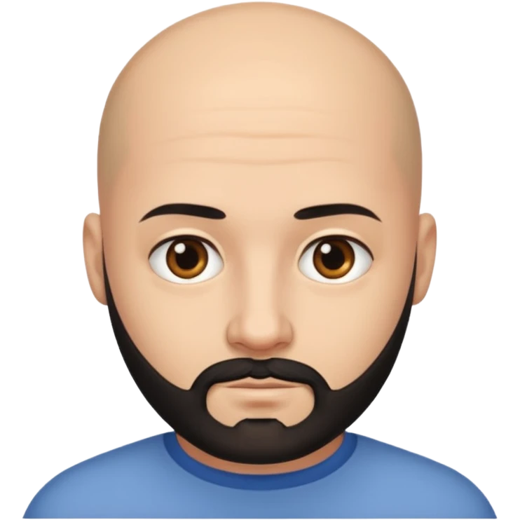 homem banco calvo e com barba rala preta emoji