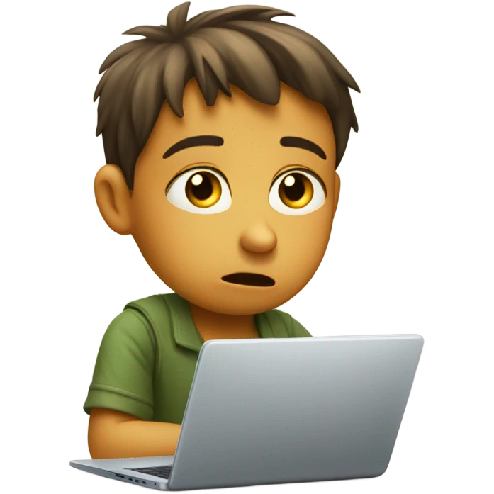 Clueless child with laptop emoji