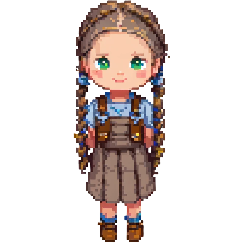 little black girl with braids, pixel art style emoji