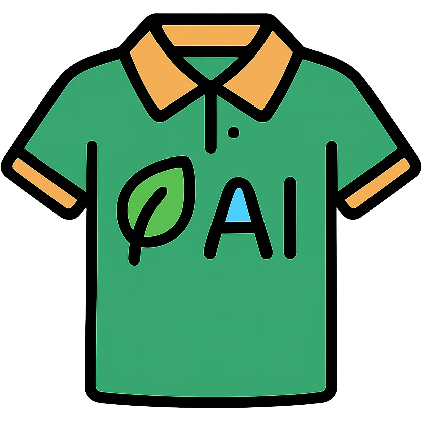 eco-friendly polo shirt with AI details, clean lineal color icon with black outlines emoji