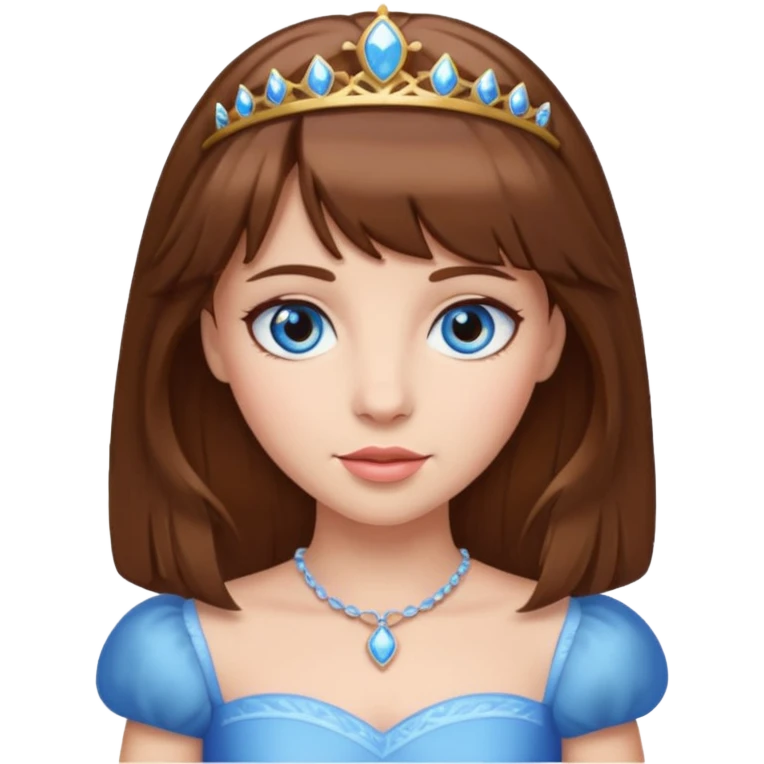princess with brown hair and bangs and blue eyes emoji