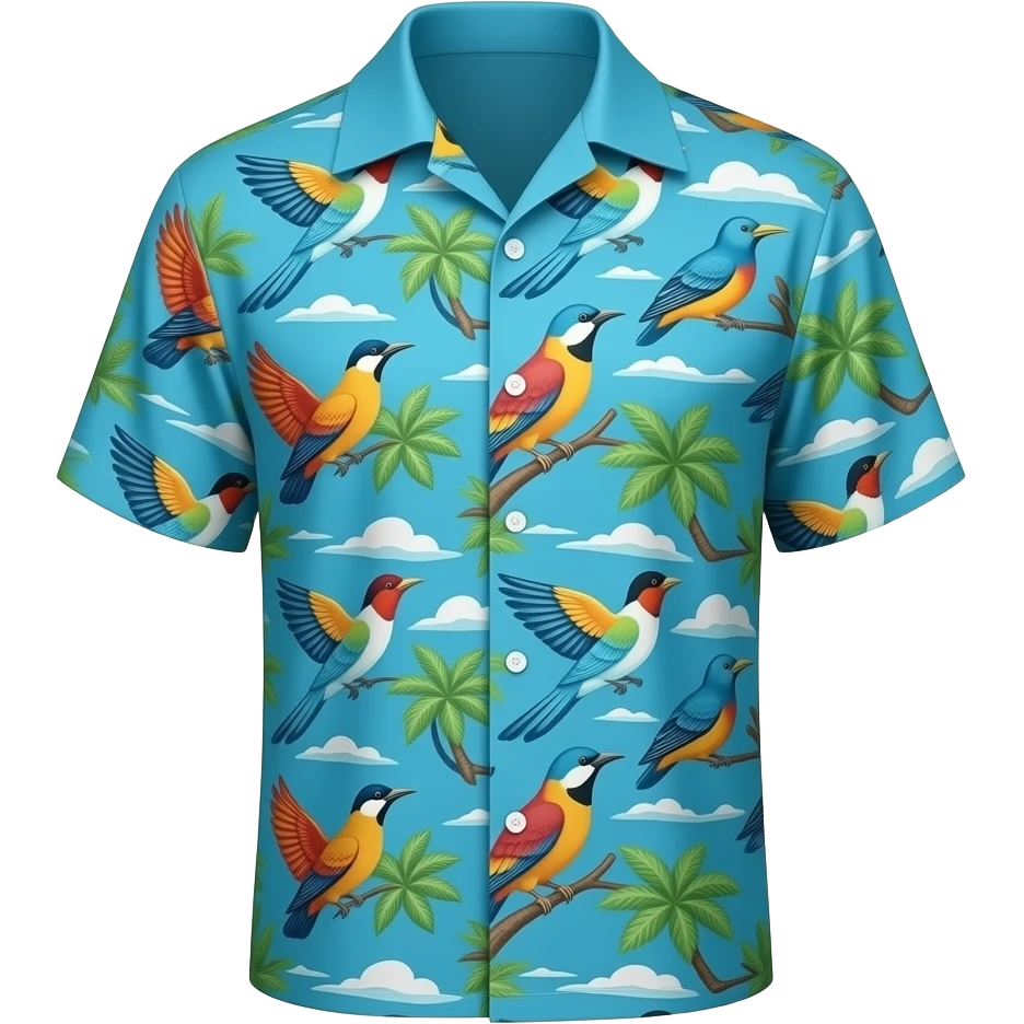 blue hawaiin shirt with colourful birds on it emoji