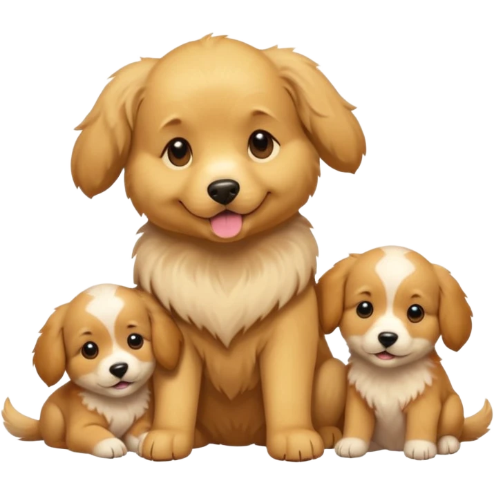 golden dog with its puppies emoji