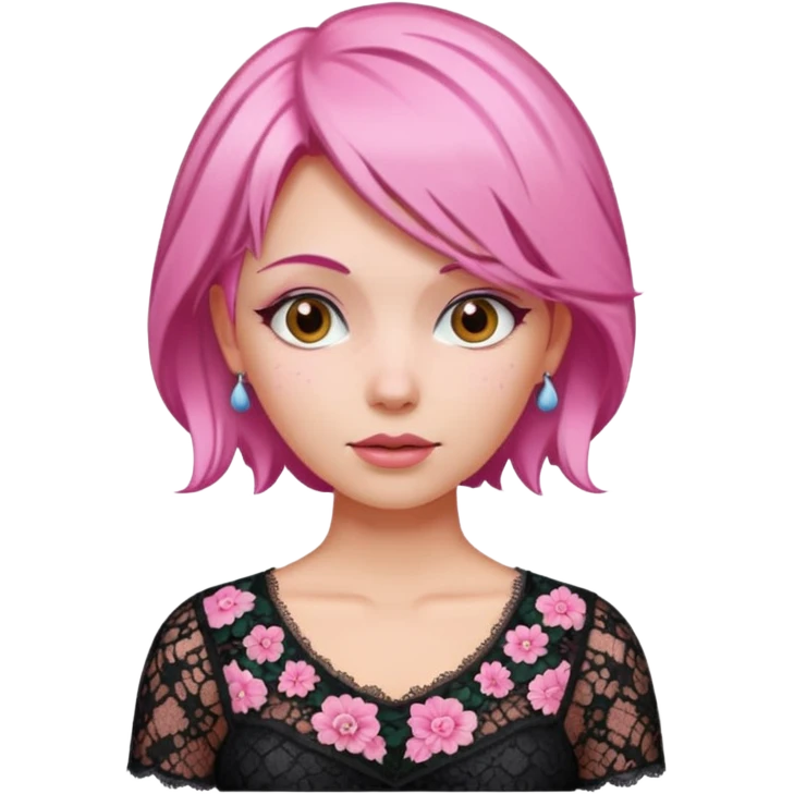 pink haired woman with lace patterned top emoji