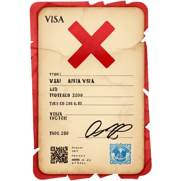 Tourist visa denied with an x emoji