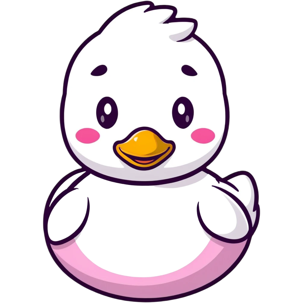 A cheerful cartoon rubber duck with a sweet face and big sparkly eyes emoji