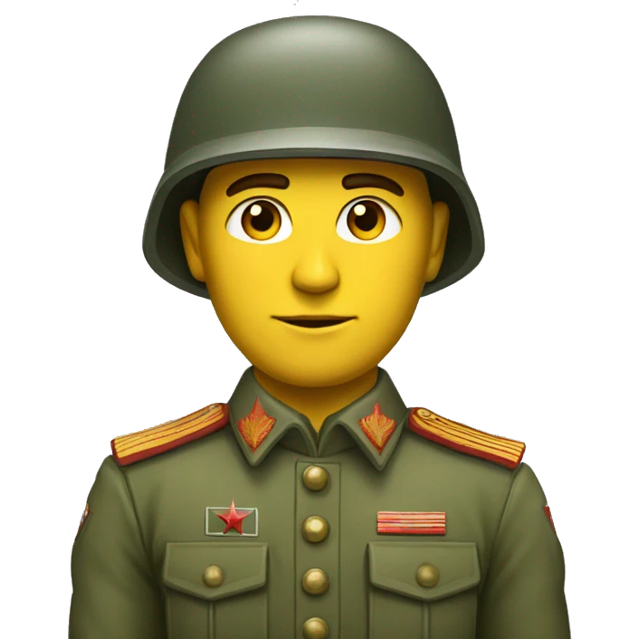 realistic ussr soldier serious with military takes emoji
